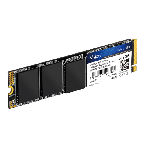 Netac SSD NV2000 512GB PCIe 3 x4 M.2 2280 NVMe 3D NAND, R/W up to 2500/1950MB/s, TBW 300TB, 5y wty