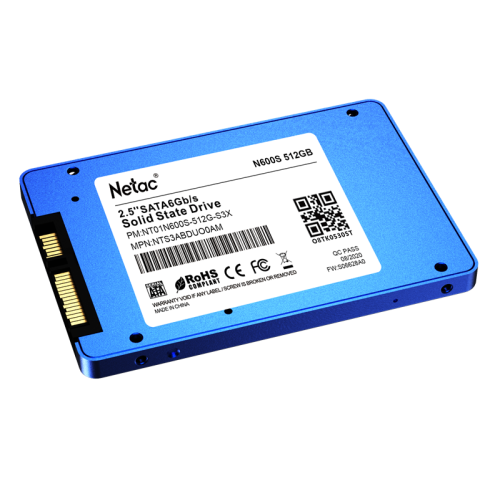 Netac SSD N600S 512GB 2.5 SATAIII 3D NAND, 7mm, R/W up to 540/490MB/s, TBW 280TB, 5y wty