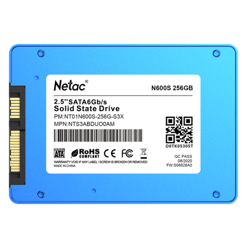 Netac SSD N600S 256GB 2.5 SATAIII 3D NAND, 7mm, R/W up to 540/490MB/s, TBW 140TB, 5y wty