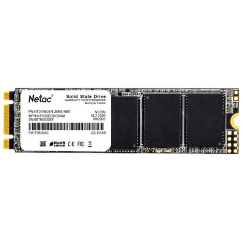 Netac SSD N535N 256GB M.2 2280 SATAIII 3D NAND, R/W up to 540/490MB/s, TBW 140TB, 3y wty