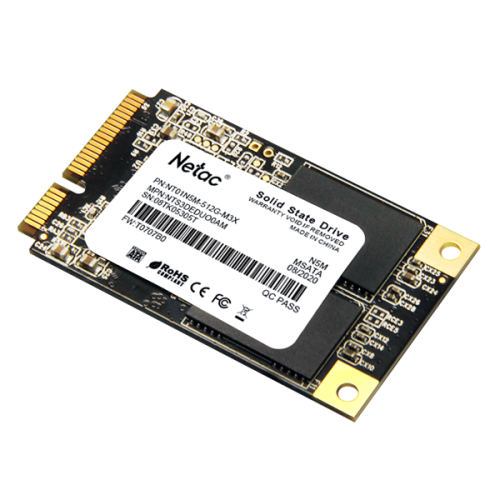 Netac SSD N5M 512GB mSATA SATAIII 3D NAND, R/W up to 540/490MB/s, TBW 280TB, 3y wty