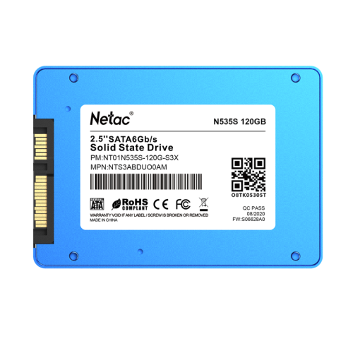 Netac SSD N535S 120GB 2.5 SATAIII 3D NAND, 7mm, R/W up to 510/440MB/s, TBW 70TB, 5y wty