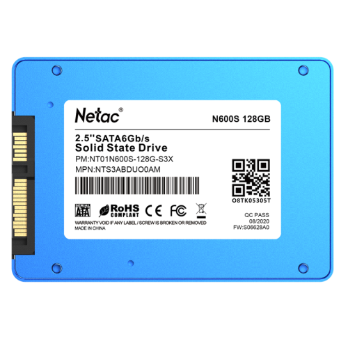 Netac SSD N600S 128GB 2.5 SATAIII 3D NAND, 7mm, R/W up to 510/440MB/s, TBW 70TB, 5y wty