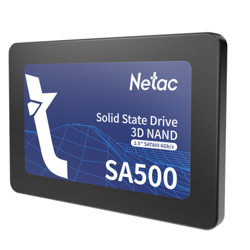 Netac SSD SA500 480GB 2.5 SATAIII 3D NAND, R/W up to 520/450MB/s, TBW 240TB, 3y wty