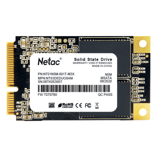 Netac SSD N5M 1TB mSATA SATAIII 3D NAND, R/W up to 560/520MB/s, TBW 560TB, 3y wty