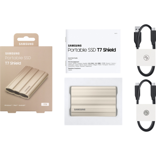 SSD Samsung T7 Shield External 1Tb (1024GB) WHITE USB 3.2 (MU-PE1T0K/WW) 1year