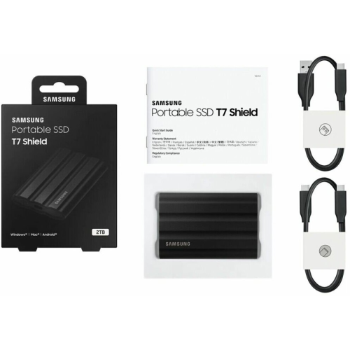 SSD Samsung T7 Shield External 2Tb BLACK USB 3.2 (MU-PE2T0S/WW) 1year