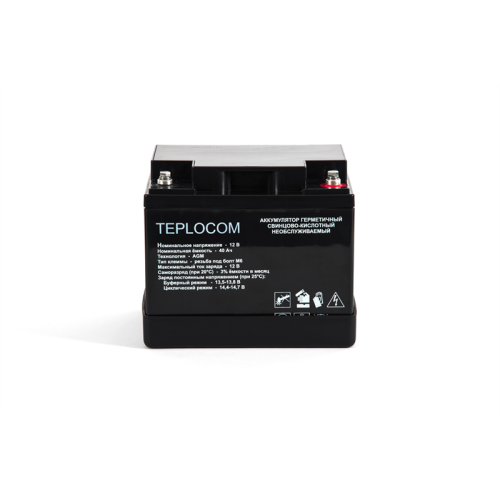(436) Бастион TEPLOCOM 40Ач АКБ СК 12В/40 Ач/M6/Срок службы — 12 лет.