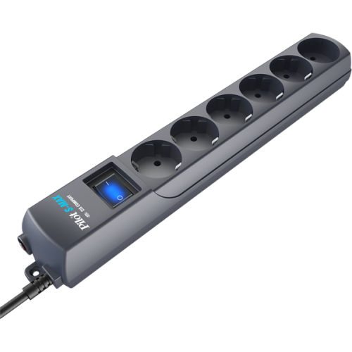 ZIS Commpany сетеовй фильтр Pilot S-max 7m, розетки; 5+1, 16А, кабель 10м, цвет графит