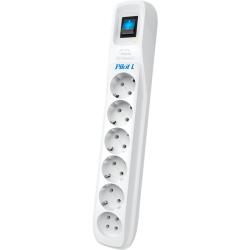 Сетевой фильтр ZIS PILOT L (GP), 7м, 5+1 розетка, 10А/2,2кВт, св.серый