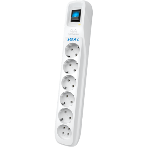 Сетевой фильтр ZIS PILOT L (GP), 7м, 5+1 розетка, 10А/2,2кВт, св.серый