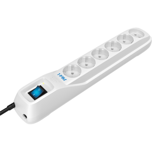 Сетевой фильтр ZIS PILOT L (GP), 7м, 5+1 розетка, 10А/2,2кВт, св.серый