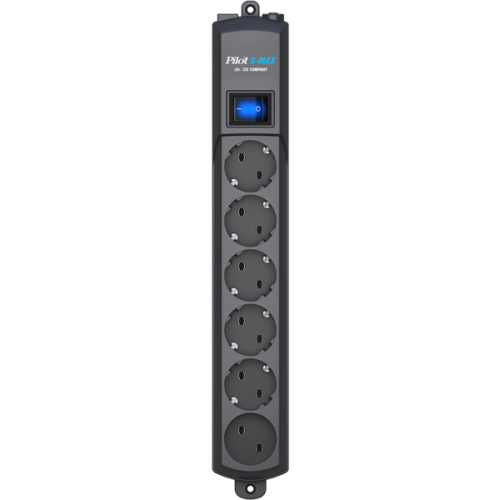 Сетевой фильтр ZIS PILOT S-MAX, 1,8м, 5+1 розетка, 16А/3,6кВт, графит