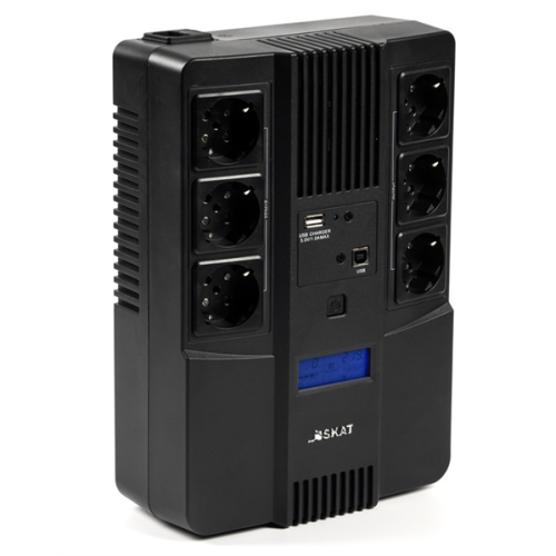 (8935) Бастион SKAT-UPS AI 800ВА/480Вт/line-interactive/АКБ 9Ачx1/ 3xSchuko 3xSchuko/Дисплей/3 л.г.