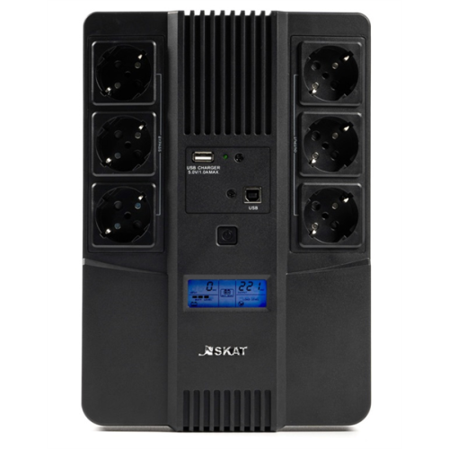 (8935) Бастион SKAT-UPS AI 800ВА/480Вт/line-interactive/АКБ 9Ачx1/ 3xSchuko 3xSchuko/Дисплей/3 л.г.