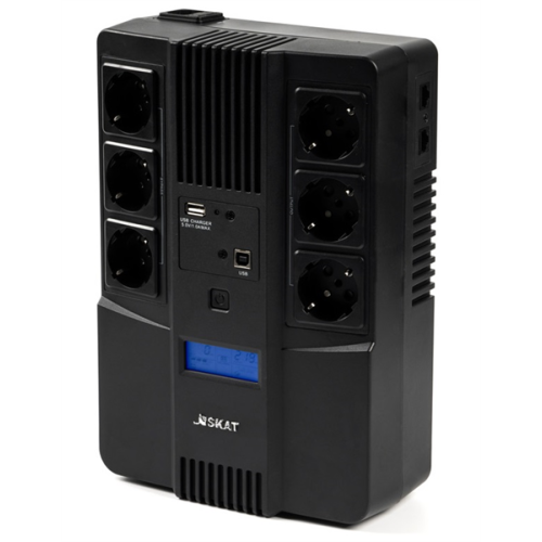 (8935) Бастион SKAT-UPS AI 800ВА/480Вт/line-interactive/АКБ 9Ачx1/ 3xSchuko 3xSchuko/Дисплей/3 л.г.