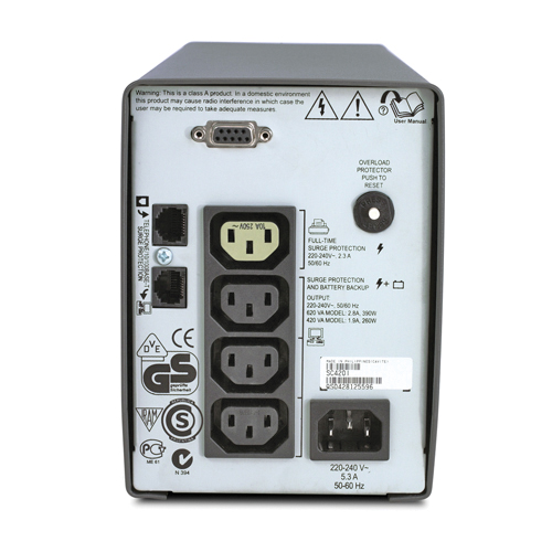 APC Smart-UPS 420VA/260W, 230V, Line-Interactive, Data line surge protection, Hot Swap User Replaceable Batteries, PowerChute, 1 year warranty