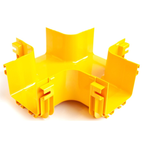 Х-соединитель оптического лотка 120 мм, монтаж без соединителей, желтый