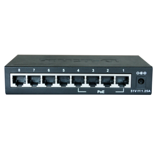 D-Link Unmanaged Switch 8x100Base-TX (4x100Base-TX PoE), PoE Budget 52W, metal case