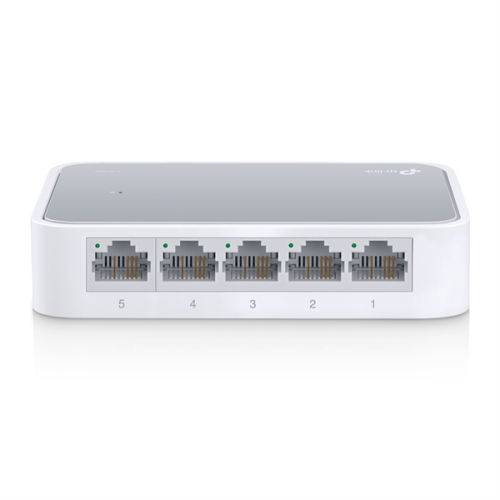 TP-Link TL-SF1005D, 5-портовый 10/100 Мбит/с мини настольный коммутатор, 5 портов RJ45 10/100 Мбит/с, пластиковый корпус