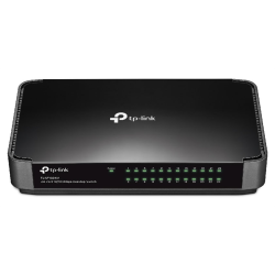 TP-Link TL-SF1024M, 24-портовый 10/100 Мбит/с настольный коммутатор, 24 порта 10/100 Мбит/с (RJ45), пластиковый корпус