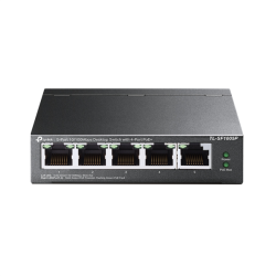 TP-Link TL-SF1005P, 5-портовый 10/100 Мбит/с настольный коммутатор с 4 портами PoE, 5 портов RJ45 10/100 Мбит/с, включая 4 порта PoE, бюджет PoE до 58 Вт, стальной корпус