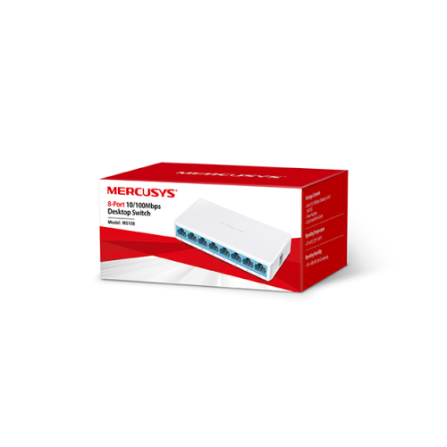 MERCUSYS 8-портовый настольный коммутатор 10/100 Мбит/с, пластиковый корпус