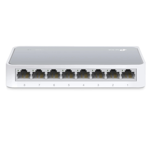 TP-Link TL-SF1008D, 8-портовый 10/100 Мбит/с мини настольный коммутатор, 8 портов RJ45 10/100 Мбит/с, пластиковый корпус