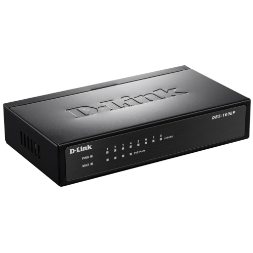 D-Link Unmanaged Switch 8x100Base-TX (4x100Base-TX PoE), PoE Budget 52W, metal case