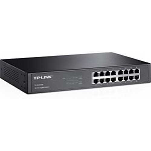 TP-Link TL-SG1016D, 16-портовый гигабитный настольный/монтируемый в стойку коммутатор, 16 портов RJ45 10/100/1000 Мбит/с, 1U 13-дюймовый стальной корпус