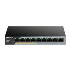 D-Link Unmanaged Surveillance Switch 8x100Base-TX PoE, 1x1000Base-T, Surge 6KV, PoE Budget 92W, Long-range PoE up to 250m, metal case