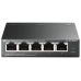 TP-Link TL-SF1005LP, 5-портовый 10/100 Мбит/с неуправляемый коммутатор с 4 портами PoE, металлический корпус, бюджет PoE — 41 Вт.