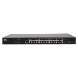 Uniview Коммутатор 24*1000Mbps ports (RJ45)+2*1000Mbps Fiber(SFP) ports+2G Combo portsStandards IEEE802.3, IEEE802.3u, IEEE802.3z,IEEE802.3ab, IEEE802.3xSwitching capacity 56GbpsForwarding performance