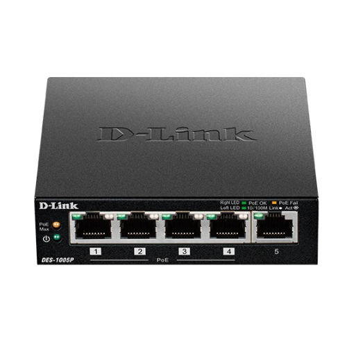 D-Link Unmanaged Switch 5x100Base-TX (4x100Base-TX PoE), PoE Budget 60W, metal case
