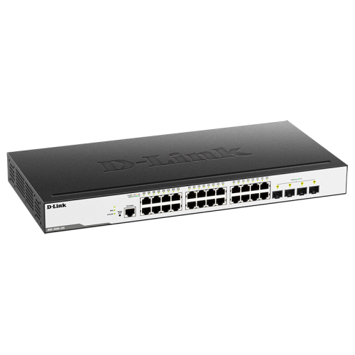 D-Link Managed L2 Switch 24x1000Base-T, 4x1000Base-X SFP, Surge 6KV, CLI, RJ45 Console, RPS, Dying Gasp