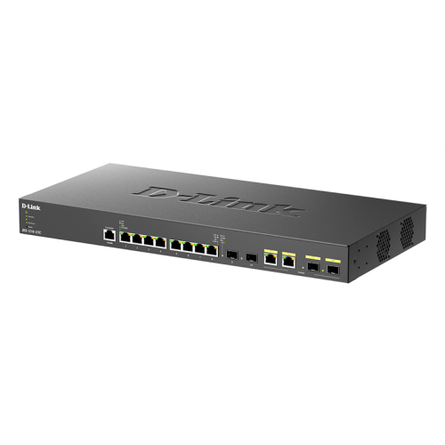 D-Link DXS-1210-12TC/B1A, PROJ L2+ Smart Switch with 8 10GBase-T ports and 2 10GBase-T/SFP+ combo-ports and 2 10GBase-X SFP+ ports.16K Mac address, 240Gbps switching capacity, 802.3x Flow Control, 802