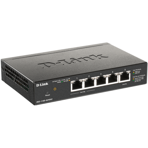 D-Link EasySmart L2 Switch 4х1000Base-T (2x1000Base-T PoE), 1x1000Base-T PD PoE, PoE Budget 18W, PD PoE power only