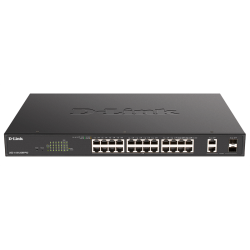 D-Link EasySmart L2 Switch 24х1000Base-T PoE, 2xCombo 1000Base-T/SFP, PoE Budget 525W, 4 PoE ports 802.3bt (90W)