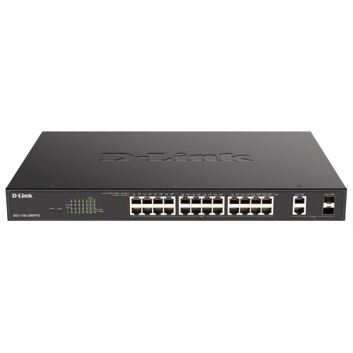 D-Link EasySmart L2 Switch 24х1000Base-T PoE, 2xCombo 1000Base-T/SFP, PoE Budget 525W, 4 PoE ports 802.3bt (90W)