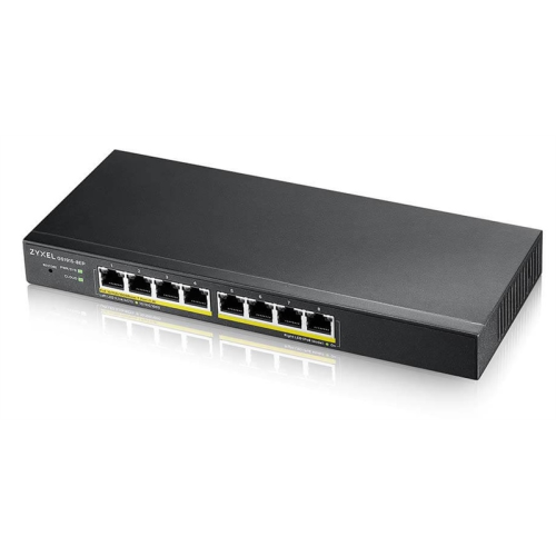 Smart L2 коммутатор PoE+ Zyxel NebulaFlex GS1915-8EP, 8xGE PoE+, бесшумный (без вентилятора), бюджет PoE 60 Вт