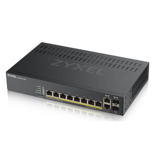 Smart L2 коммутатор PoE+ Zyxel NebulaFlex GS1920-8HPv2, 8xGE PoE+, 2xCombo (SFP/RJ-45), бесшумный (без вентилятора), бюджет PoE 130 Вт