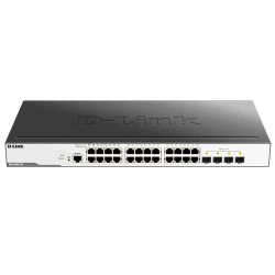 D-Link Managed L2 Switch 24x1000Base-T, 4x1000Base-X SFP, Surge 6KV, CLI, RJ45 Console, RPS, Dying Gasp
