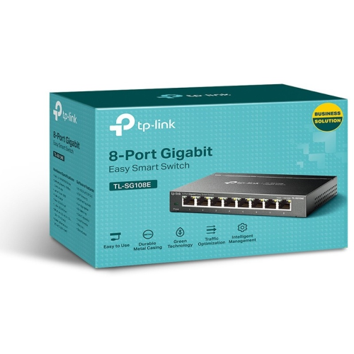 TP-Link TL-SG108E, 8-портовый гигабитный настольный Easy Smart коммутатор, 8 портов RJ45 10/100/100 Мбит/с, VLAN на базе MTU/порта/тэга, QoS, IGMP Snooping