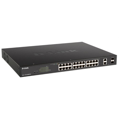 D-Link EasySmart L2 Switch 24х1000Base-T PoE, 2xCombo 1000Base-T/SFP, PoE Budget 525W, 4 PoE ports 802.3bt (90W)