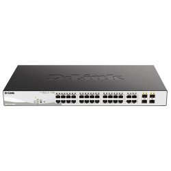 D-Link PROJ Smart  L2 Switch 24x1000Base-T PoE, 4xCombo 1000Base-T/SFP, PoE Budget 370W, Compact CLI