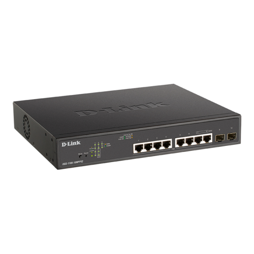 D-Link EasySmart L2 Switch 8х1000Base-T PoE, 2x1000Base-X SFP, PoE Budget 242W, 2 PoE ports 802.3bt (90W)