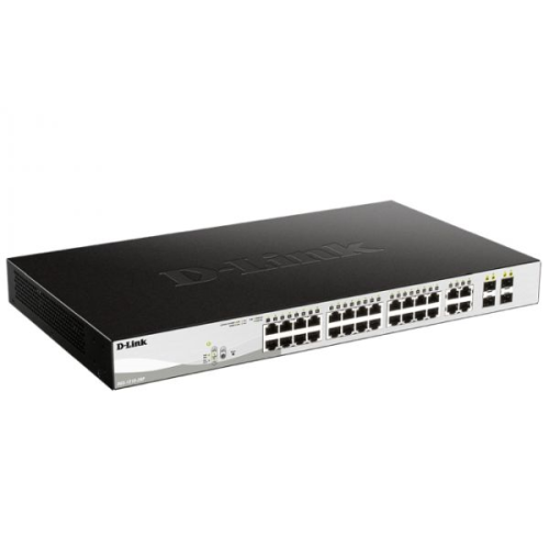 D-Link Managed L2 Switch 24x1000Base-T PoE, 4xCombo 1000Base-T/SFP, PoE Budget 193W, Surge 6KV, CLI