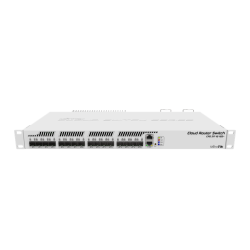 MikroTik Cloud Router Switch 317-1G-16S+RM with 800MHz CPU, 1GB RAM, 1xGigabit LAN, 16xSFP+ cages, RouterOS L6 or SwitchOS (dual boot), passive cooling 1U rackmount enclosure, Dual redundant PSU
