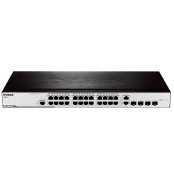 D-Link Managed L2 Switch 24x100Base-TX, 2x1000Base-X SFP, 2xCombo 1000Base-T/SFP, Surge 6KV, CLI, RJ45 Console, Dying Gasp