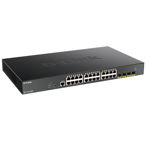 D-Link PROJ Smart L2 Switch 24x1000Base-T PoE, 4х10GBase-X SFP+, PoE Budget 370W, CLI, RJ45 Console